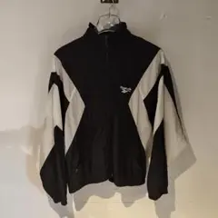 Reebokリーボックナイロンジャケット90s白黒ロゴ L短丈 - メルカリ