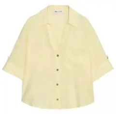 【新品】ZARA リネンシャツ　イエロー　Lのサムネイル