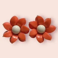 イヤリング　大ぶり　昭和　レトロポップ　フラワー　花　ヴィンテージ　ビーズ　古着
