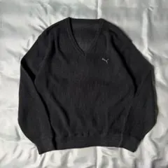 【希少】 00s old PUMA モヘア混 チャコール Vネックニット プーマのサムネイル