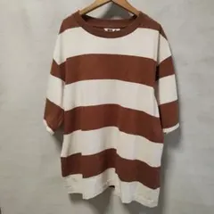 ユニクロUNIQLO U メンズ太いボーダーオーバーサイズTシャツ Lサイズ