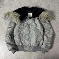 希少色　90s ALPHA N-2B アメリカ製　シルバー　アルファ　黒タグ　M