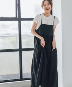 【新品タグ付き】グローバルワークス ジャガードキャミワンピ ブラックのサムネイル