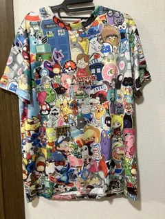 アニメキャラクター 集合 総柄Tシャツ Mサイズ