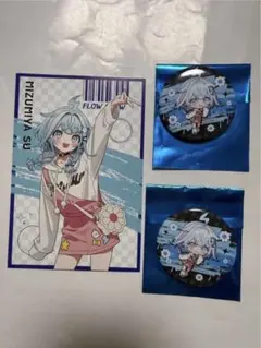 水宮樞 後期 罐徽章2個 明信片 FLOW GLOW TOWER RECORDS CAFE