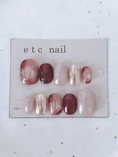 No.601ベリーショート　ネイルチップ　ピンク　マグネット　ニュアンス　春