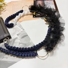 パラコード　スマホショルダー　大人可愛い　ママ向け　韓国風　人気　レース　パール
