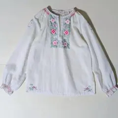 古着 ヴィンテージ 花柄 刺繍 ブラウス