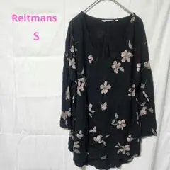 Reitmans [Ｓ] ネイビー 花柄 五分袖 チュニック
