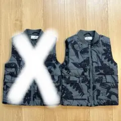 H&M 恐竜柄 ベスト　ダウンベスト カーキ　双子
