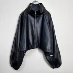 Luamoda フェイクレザージャケット ブラック　C088