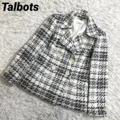 Talbots タルボット　ツイードピーコート　白黒　モノトーン　ウール　冬物