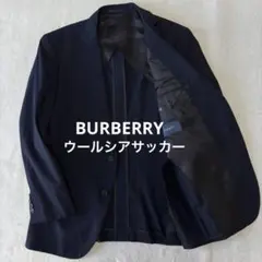 美品 バーバリーロンドン ウール シアサッカー ジャケットM 日本製 紺ブレのサムネイル