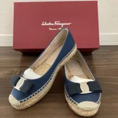 【美品】Salvatore Ferragamo ブルー　エスパドリーユ