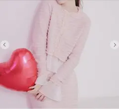 LILLIAN CARAT メッシュ フリル カーディガン ピンク