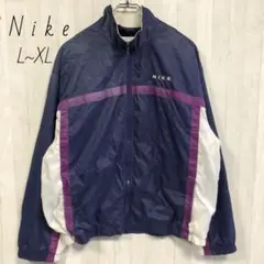 Nike　ナイキ　ナイロンジャケット　スウッシュ刺繍　ネイビー　XL L