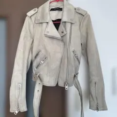 ベージュ スエード ライダースジャケット