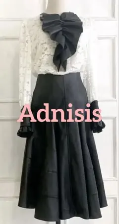 Adonisis ブラック フェイクレザー フレアスカート 38 アドニシスのサムネイル