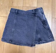 GU キュロット　巻きスカート風　ウォッシュ黒