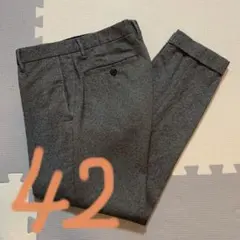 エディフィス　42サイズ　グレー スラックス　ツイード　ダブル　ストレッチのサムネイル