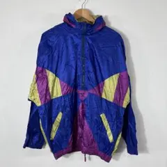 希少 90s ハーフジップ ナイロンジャケット L マルチカラー アノラック