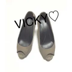 VICKY☆グレーオープントゥパンプス