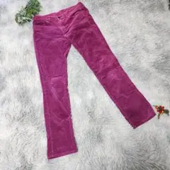 【UNIQLO】ユニクロ (W67) コーデュロイパンツ 細身ストレート 赤紫色