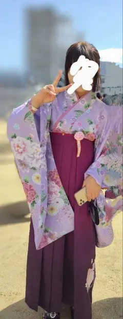 PINK LATTE ピンクラテ 着物 袴 帯 巾着 4点セット 150 XS PINK