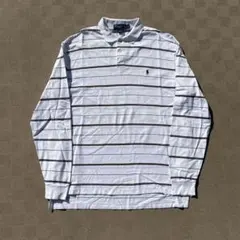 00s Polo by Ralph Lauren 長袖ポロシャツ白ポニー刺繍　M