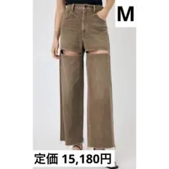 MOUSSY SLIT WIDE LOOSE ストレートデニム　ブラウン　茶色のサムネイル
