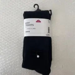 子供　タイツ　黒　リボン　パール　150