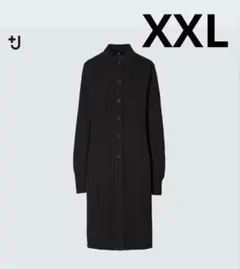 【UNIQLO +J】リブ編み長袖カーディガン XXL ブラック　毛100%