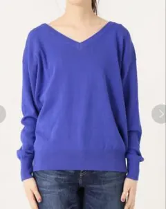 Spick & Span ITALY COTTON Vプルオーバー　ブルー