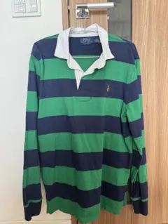 Polo Ralph Lauren ラガーシャツ 長袖 グリーン ネイビー L