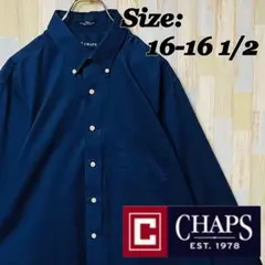 CHAPS 長袖 BD無地 シャツ ネイビー ツイル生地 薄手シャツ