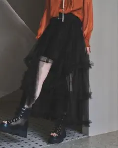 チュールフリルベルトスカート