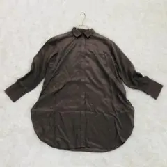 美品✨ ペニージュール ブラウス シャツ 長袖 ロング ブラウン 光沢 春 秋のサムネイル