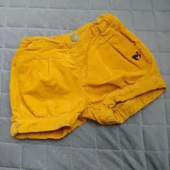 ミキハウス　DOUBLE.B からし色 クマ刺繍 ショートパンツ　コーデュロイ