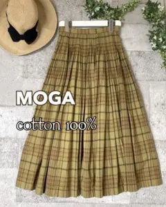 MOGA タータンチェック柄プリーツロングスカート コットン　ビンテージのサムネイル