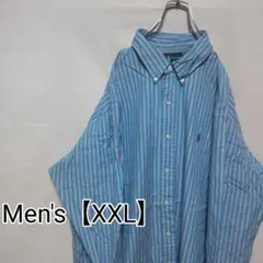 T94【US輸入】ラルフローレン　長袖シャツ【メンズXXL】ストライプ