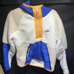【NIKE】 ボアフリースパーカー ビッグシルエット ハーフジップ 刺繍ロゴ　S