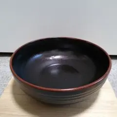 ★[美濃焼] 黒系 段型麺鉢 黒釉鉢 深鉢 20x7cm 陶磁器(新品、未使用)