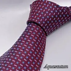 Aquascutum アクアスキュータム ネクタイ 小紋柄 幾何学 シルク日本製