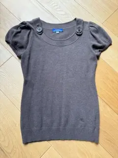 Burberry BlueLabel ブラウン 半袖 ニットトップス ボタン付き