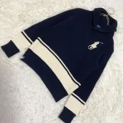 POLO RALPH LAUREN ワンポイントニット ネイビー M 10-12