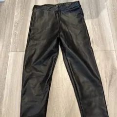 黒 レザー風 スリムフィットパンツ 100cm~のサムネイル