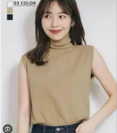 Basement online ベージュ ノースリーブタートルニット Fサイズ