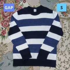 GAPストライプコットンセーター ネイビー/ホワイト