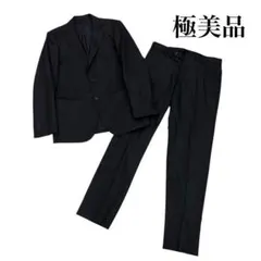 【極美品】MALE&CO スーツ　セットアップ　ブラック　ストライプ　Y5のサムネイル