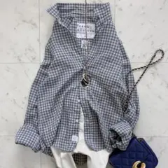 美品♪フランク&アイリーン　バリー　シワ加工　ギンガム　コットンシャツ　グレー